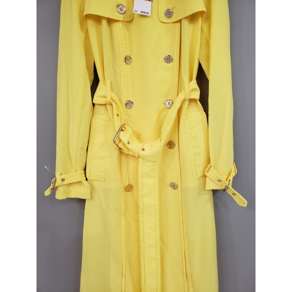 NEW $295 Michael Kors Yellow Sunshine Trench Coat Jacket LONG Spring Lightweight - Picture 8 of 9